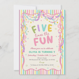 Invitation d'anniversaire de fille cinq fois plus