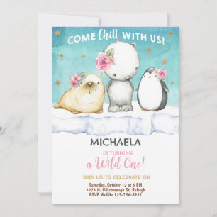 Invitation d'anniversaire de fille d'animaux de l'