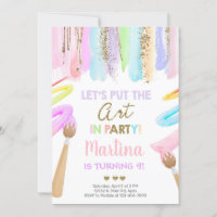 Invitation d'anniversaire de fille d'art, invitati