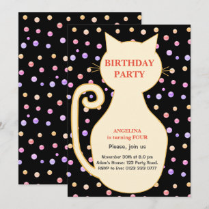 Invitation d'anniversaire de fille de chat