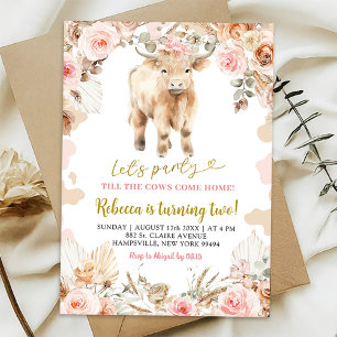 Invitation d'anniversaire de fille de ferme vache 