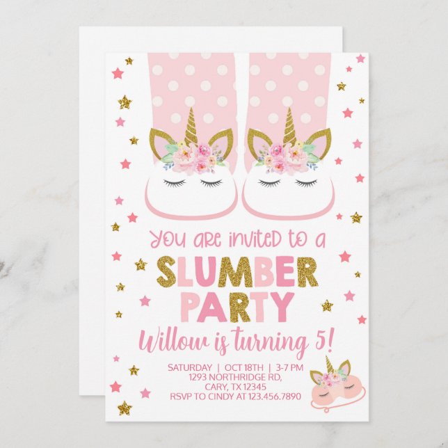 Invitation d'anniversaire de fille de fête de bois (Devant / Derrière)