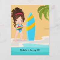 Invitation d'anniversaire de fille de plage d'été
