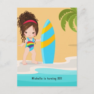Invitation d'anniversaire de fille de plage d'été
