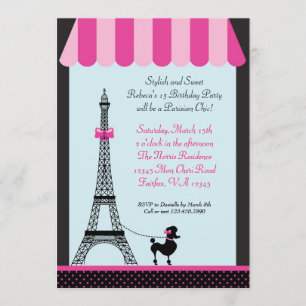 Invitation d'anniversaire de fille de Tour Eiffel