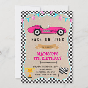 Invitation d'anniversaire de fille de voiture de c