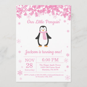 Invitation d'anniversaire de fille d'hiver de