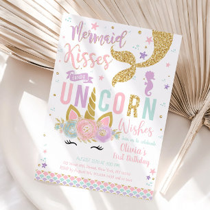 Invitation d'anniversaire de fille licorne sirène