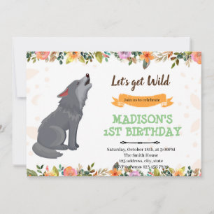 Invitation d'anniversaire de fille loup