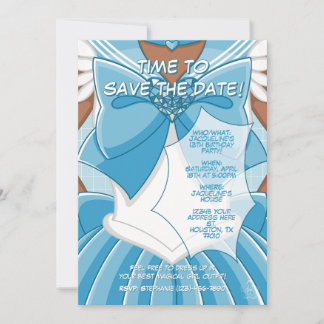 Invitation d'anniversaire de fille magique bleue [