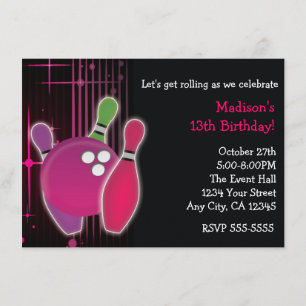 Invitation d'anniversaire de filles de boule de qu