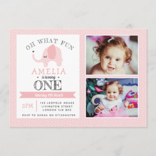 Invitation d'anniversaire de filles d'éléphant