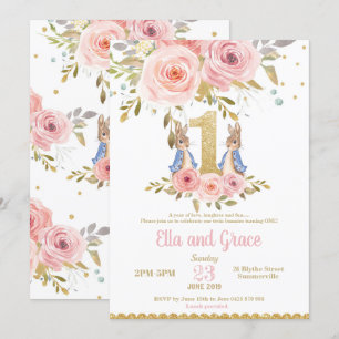 Invitation d'anniversaire de filles jumelles de