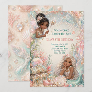 Invitation d'anniversaire de filles sirène Célébre