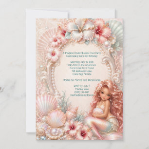 Invitation d'anniversaire de filles sirène Célébre
