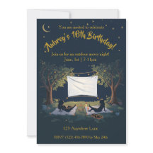 Invitation d'anniversaire de film en plein air