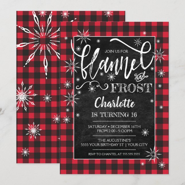 Invitation d'anniversaire de Flannel & Frost (Devant / Derrière)