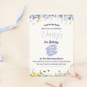 Invitation d'anniversaire de Fleur sauvage violet