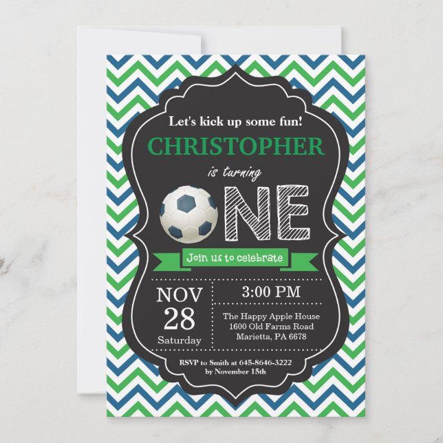 Invitation d'anniversaire de football 1er annivers (Devant)