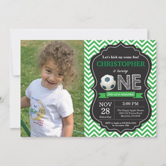 Invitation d'anniversaire de football 1er annivers (Devant)
