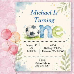 Invitation d'anniversaire de football à l'aquarell