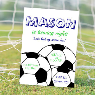 Invitation d'anniversaire de football - Bleu