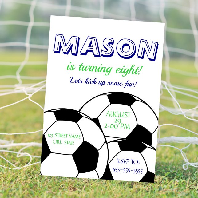 Invitation d'anniversaire de football - Bleu (Soccer Birthday Invitation - Blue)