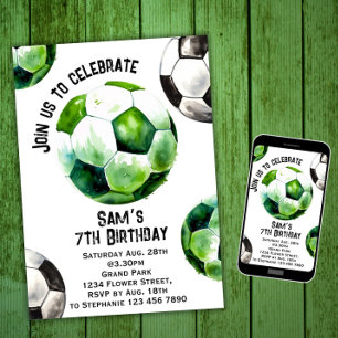 Invitation d'anniversaire de football - Fête de fo