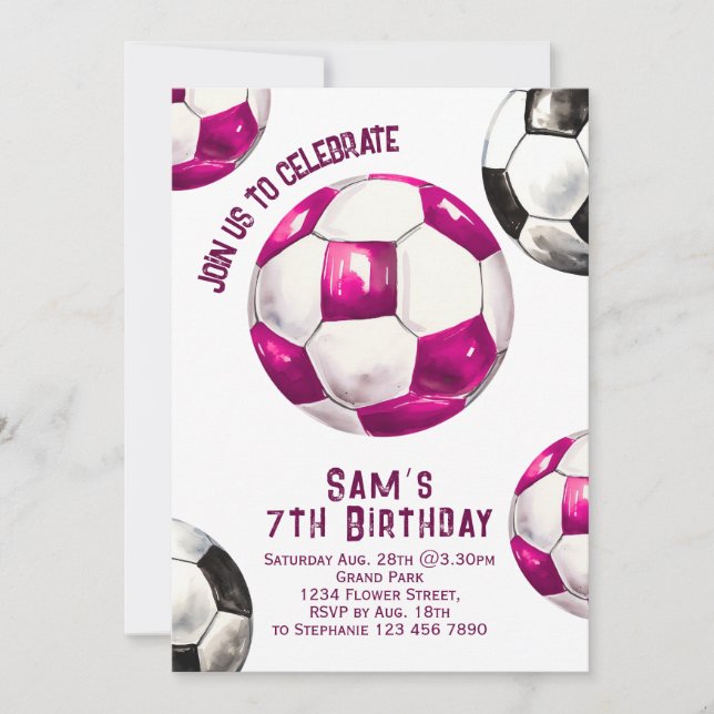 Invitation d'anniversaire de football - Fête de fo (Devant)