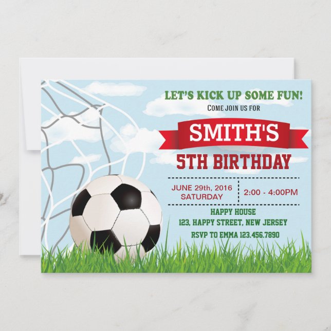 Invitation d'anniversaire de football. Invitation  (Devant)