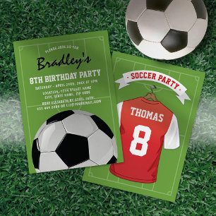 Invitation d'anniversaire de football Rouge & Blan