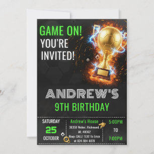 Invitation d'anniversaire de football simple perso