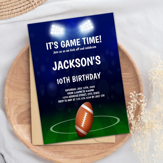 Invitation d'anniversaire de football vert et bleu (Green Blue Football Birthday Invitations)