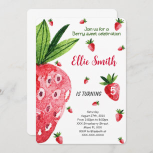 Invitation d'anniversaire de fraise modifiable