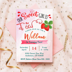 Invitation d'anniversaire de fraises   Sweet Girl