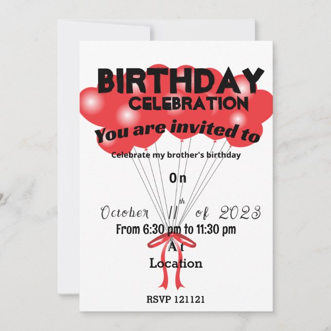 Invitation d'anniversaire de frère (Devant)