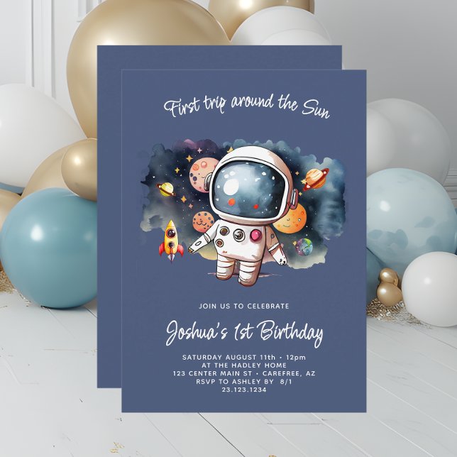 Invitation d'anniversaire de fusée d'astronaute de (Créateur téléchargé)