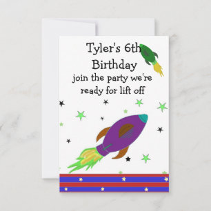 Invitation d'anniversaire de fusée spatiale