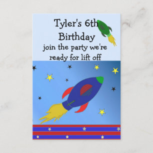 Invitation d'anniversaire de fusée spatiale