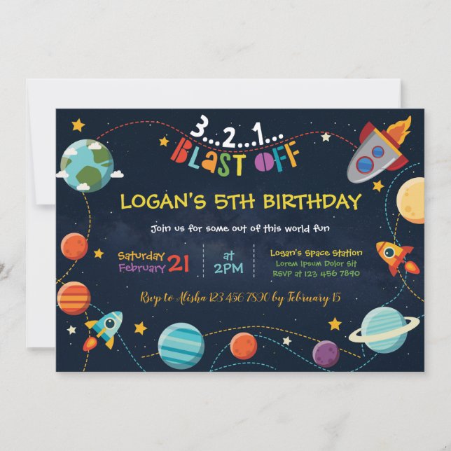 Invitation d'anniversaire de Galaxy (Devant)