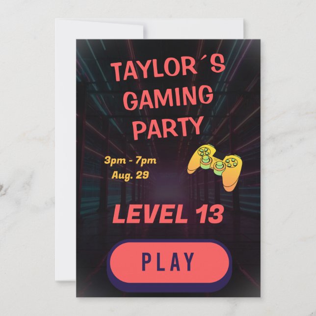 Invitation d'anniversaire de Gamer Boy Gaming (Devant)
