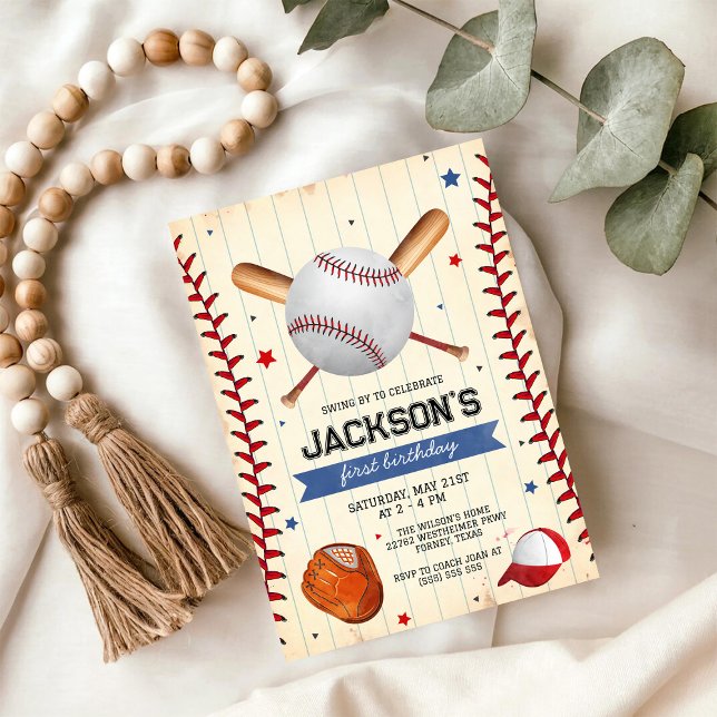 Invitation d'anniversaire de garçon de baseball (Créateur téléchargé)