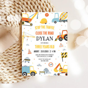 Invitation d'anniversaire de garçon de constructio