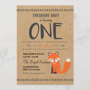 Invitation d'anniversaire de garçon de Fox Chevron