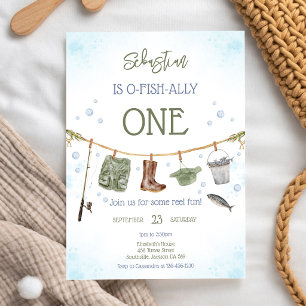 Invitation d'anniversaire de garçon de pêche O-Fis