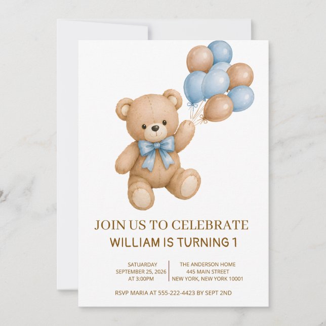 Invitation d'anniversaire de garçon pour tout âge  (Devant)