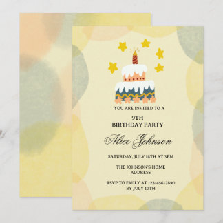 Invitation d'anniversaire de gâteau d'anniversaire