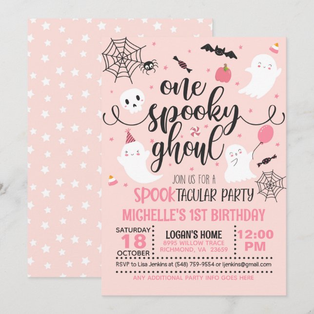 Invitation d'anniversaire de Ghoul Éffrayante - Fi (Devant / Derrière)