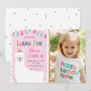 Invitation d'anniversaire de Girl Llama