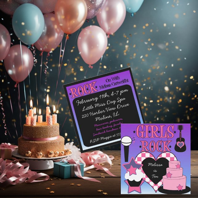 Invitation d'anniversaire de Girls Rock (Créateur téléchargé)